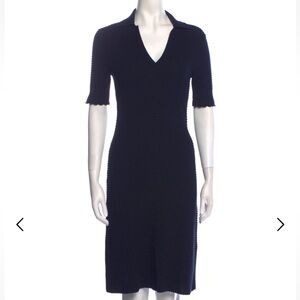 Theory V-Neck Dark Blue Midi Dress